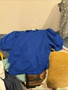 Kids Puff Sleeve Top in Royal Blue